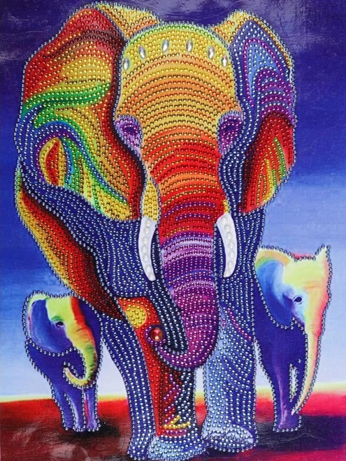 Pittura Diamante 7D Elefante Colorato