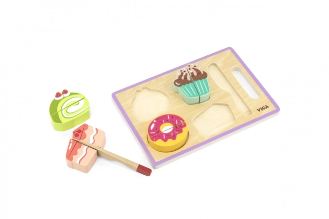 Set di dolci in legno da affettare