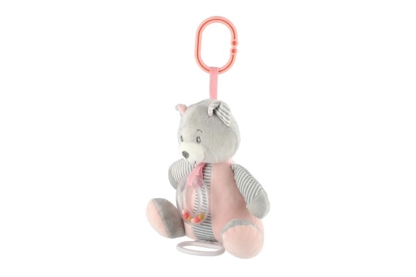 Orsacchiotto carillon in peluche 18x17cm rosa su cartoncino in sacchetto 0+