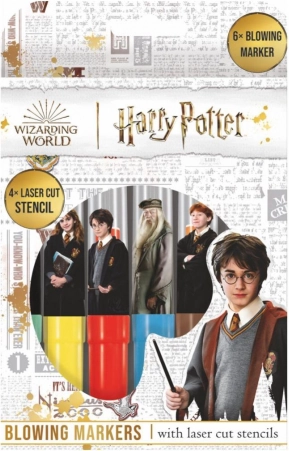 Pennarelli a soffio con stencil Harry Potter, set 6 pezzi in scatola