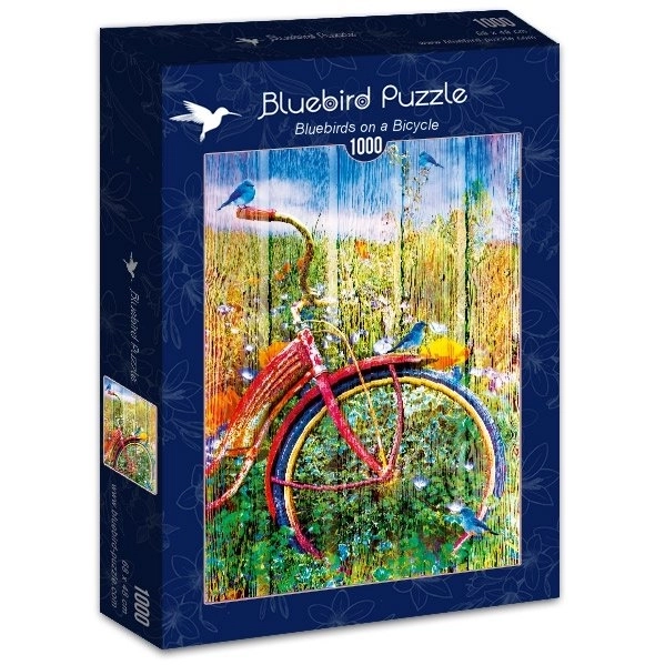 Puzzle Uccellini Blu su Bicicletta 1000 Pezzi