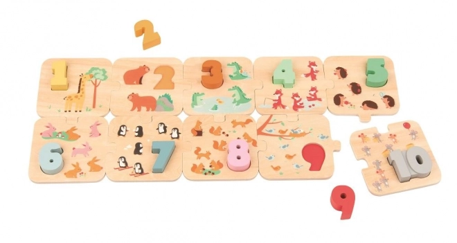 Puzzle in legno con animali - metodo Montessori per l'apprendimento numerico