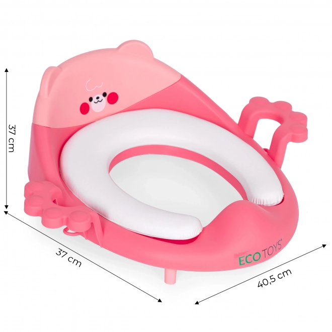 Sedile per WC per bambini con maniglie, cuscino morbido, rosa, Ecotoys