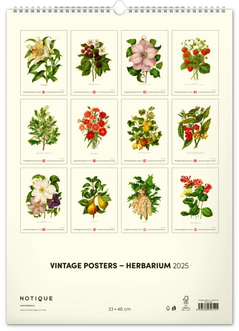 Calendario da parete Vintage poster – erbario 2025