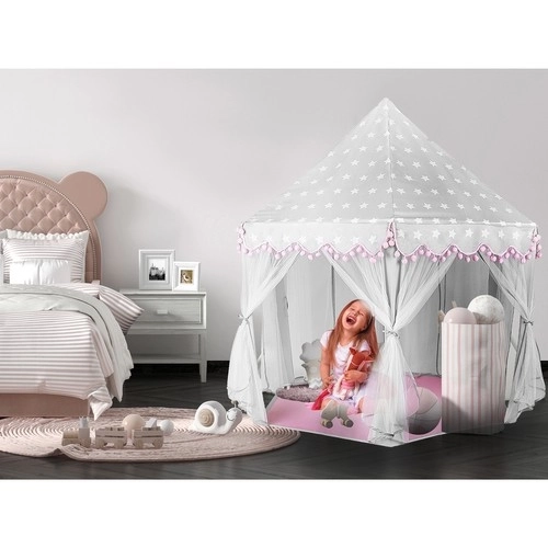 Grande tenda gioco per bambini grigia e rosa