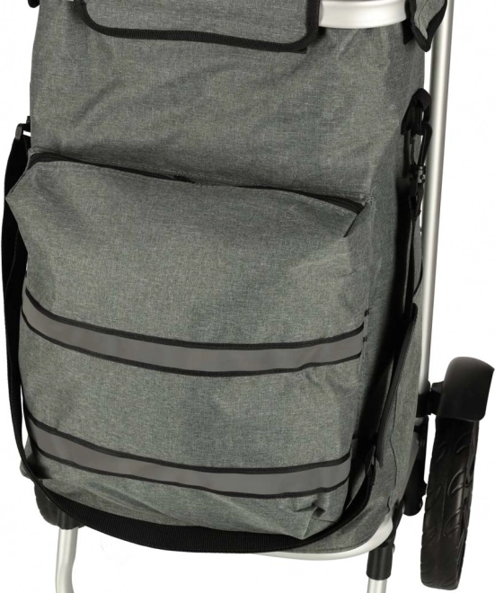 Carrello della spesa grigio su ruote