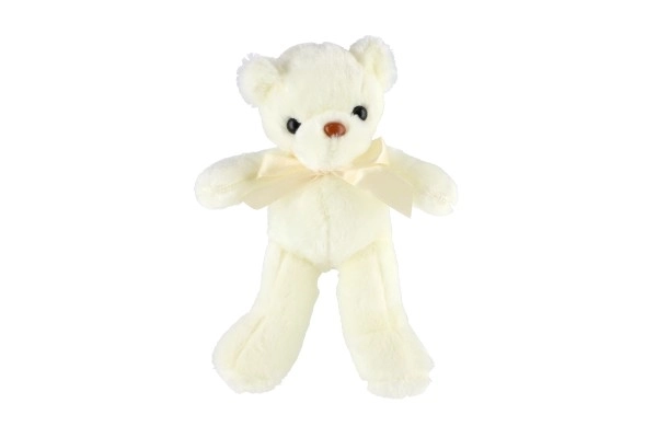 Orsetto di peluche bianco con fiocco 30 cm