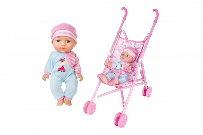 Bambino con suoni e carrozzina 27 cm