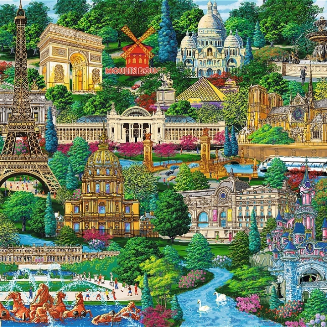 Puzzle in legno Luoghi famosi della Francia 1000 pezzi