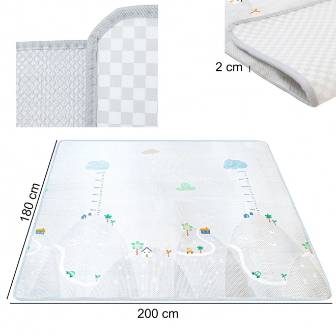 Tappeto educativo in schiuma con misuratore di altezza grigio 200 x 180 cm