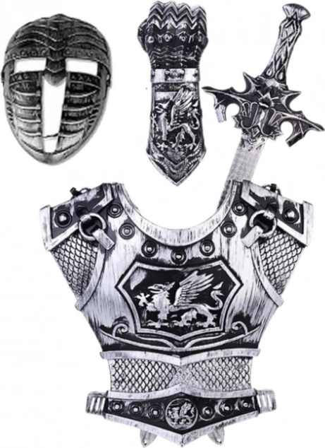 Grande set maschera armatura spada cavaliere argento