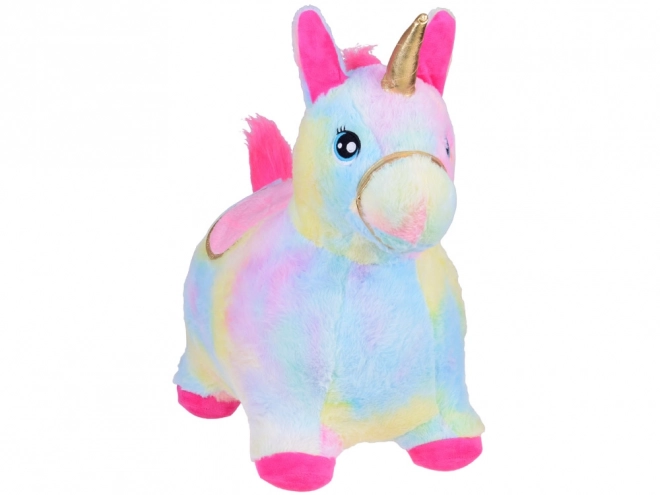 Unicorno Saltatore Arcobaleno in Peluche con Pompa