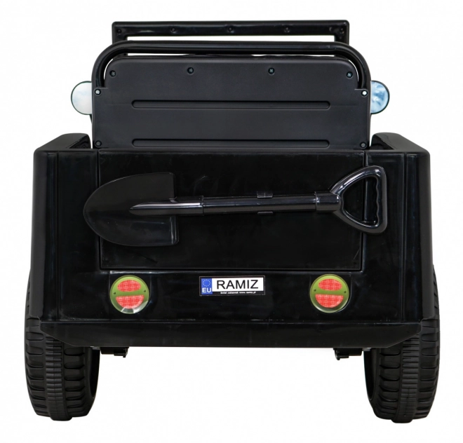 Auto militare retrò per bambini nero + trazione 4x4 + telecomando + 2 portapacchi + avvio lento + MP3 LED