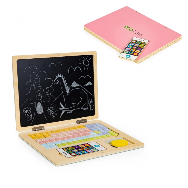 Lavagna educativa magnetica in legno con lettere e numeri ECOTOYS