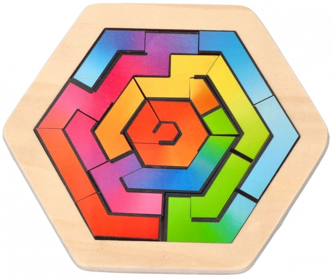 Puzzle in legno con enigma a esagono Goki