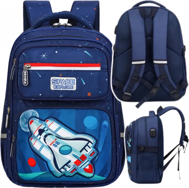 Zaino scolastico per bambini con motivo spaziale 20L