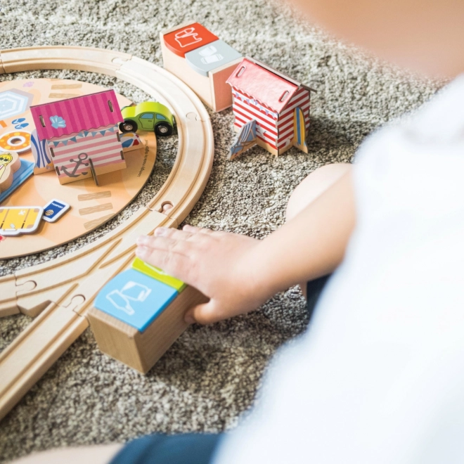 Gioco ferroviario in legno per bambini - Pulizia della costa 70 pezzi