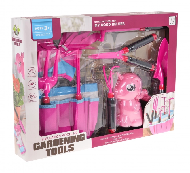 Set Giardinaggio per Bambini Rosa 9 Pezzi