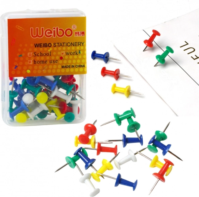 Spilli colorati per bacheca in sughero 40 pz