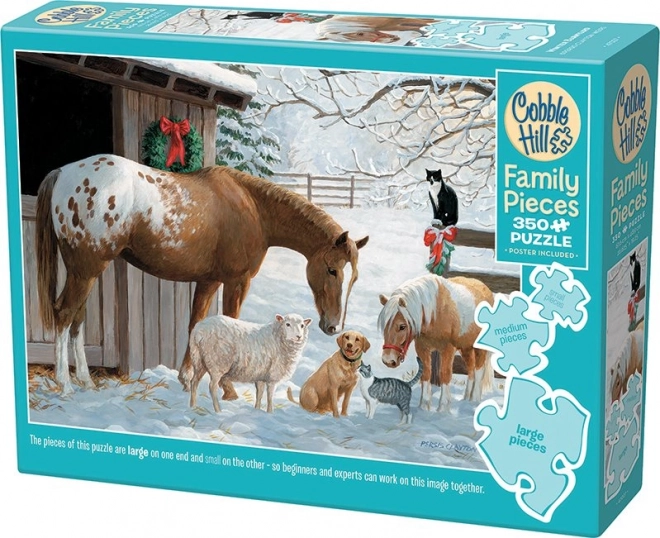 Puzzle familiare COBBLE HILL Inverno davanti al fienile 350 pezzi