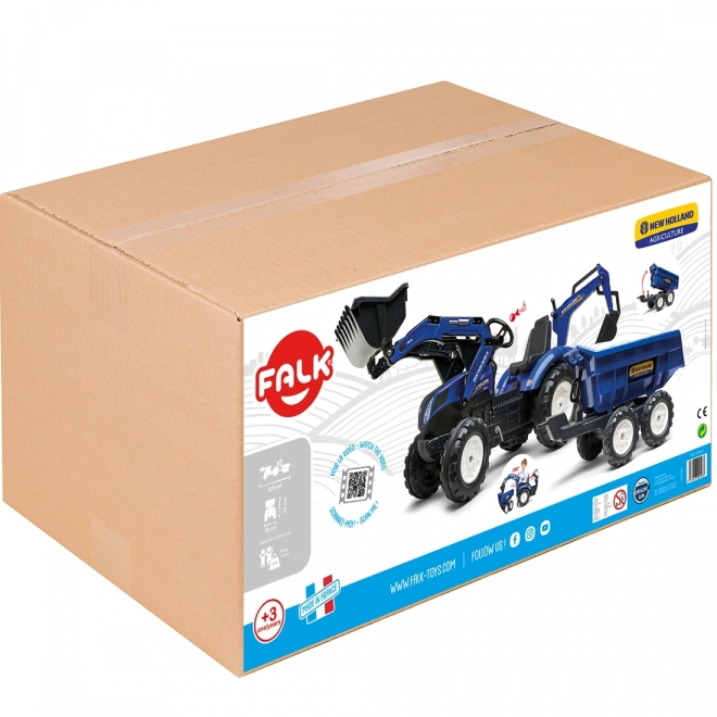 Trattore New Holland con rimorchio blu per bambini dai 3 anni