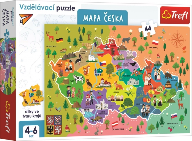 Puzzle Mappa della Repubblica Ceca 44 pezzi Trefl