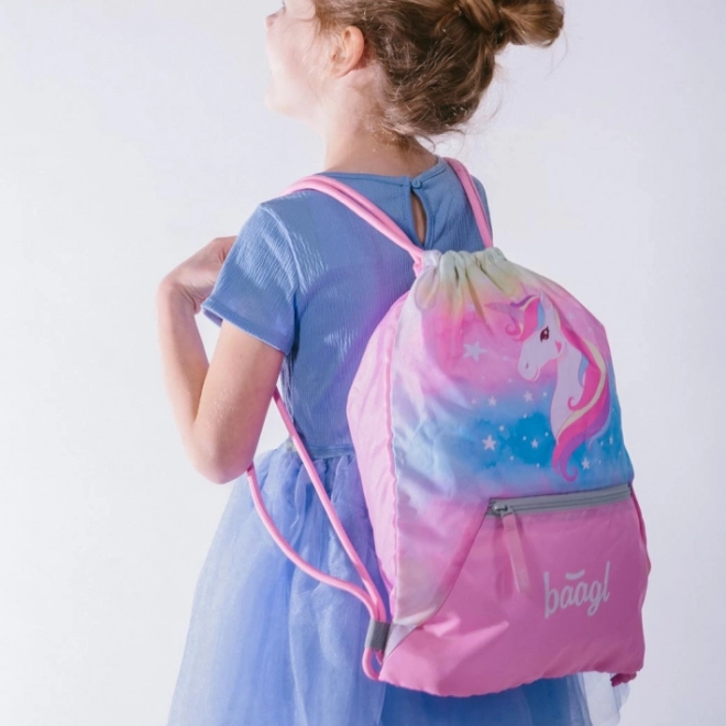 Set Baagl Zippy Plus Unicorn Arcobaleno: zaino, astuccio, sacchetto, grembiule, portafoglio