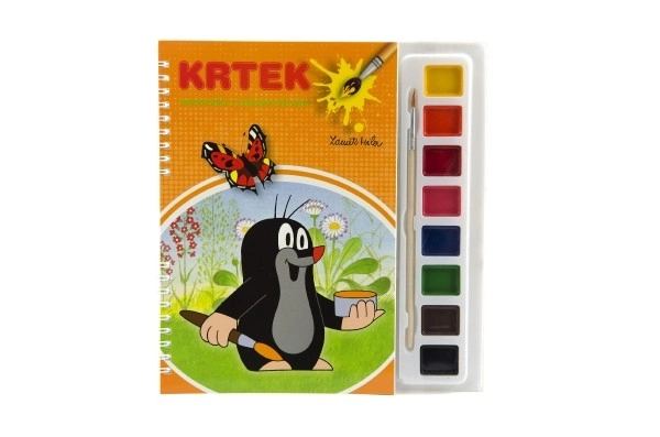 Libro da colorare con colori ad acqua e pennello di Krtek