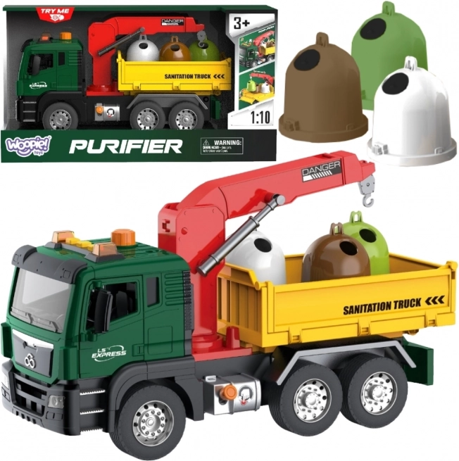 Woopie Camion della spazzatura con gru per la raccolta differenziata - scala 1:10