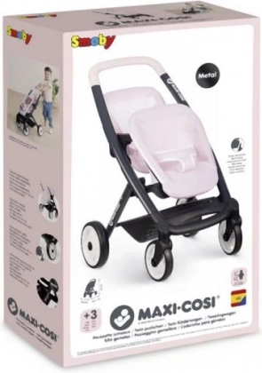 Passeggino sportivo per bambole gemelle Maxi Cosi rosa chiaro
