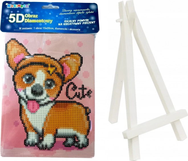 Dipinti di diamanti Welsh Corgi con supporto 15x20 cm