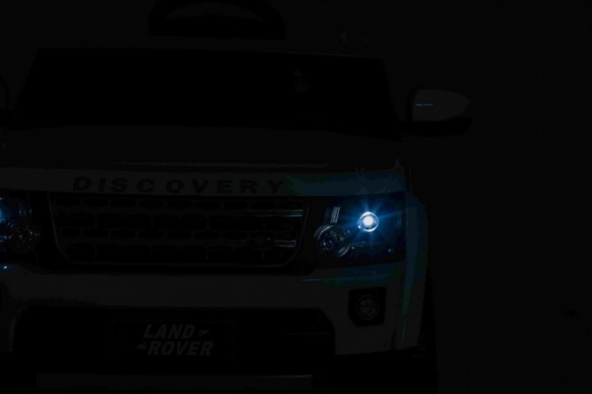 Land Rover Discovery Auto elettrico per bambini bianco + telecomando + ruote EVA + avvio lento + radio MP3