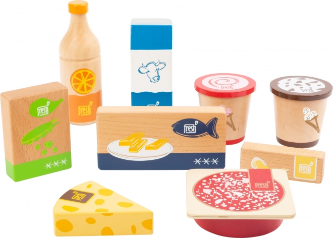 Set di alimenti congelati e refrigerati in legno per bambini