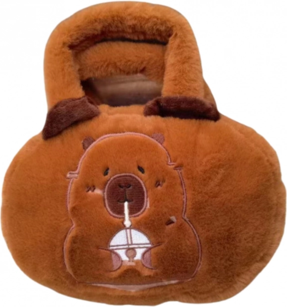 Borsa di peluche con capibara e tazza marrone 20 cm