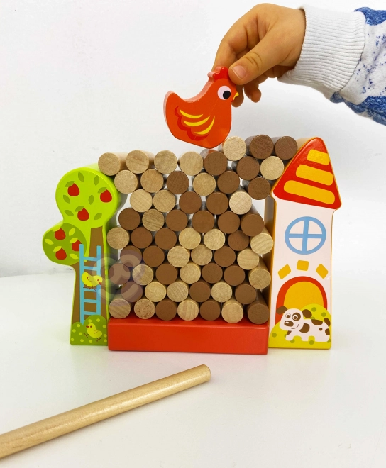 Gioco in Legno Caduta del Pulcino Fattoria Tooky Toy