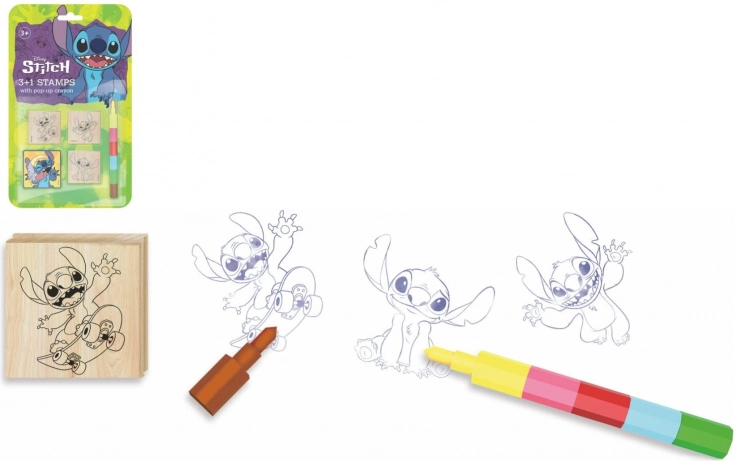 Timbri con tampone in legno 4,5 × 4,5 cm con pastello LILO & STITCH