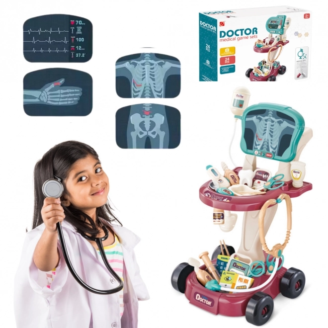 Set medico su carrello con EKG