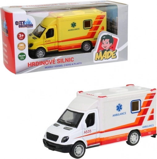 Ambulanza in metallo con movimento a retrocarica 10 cm
