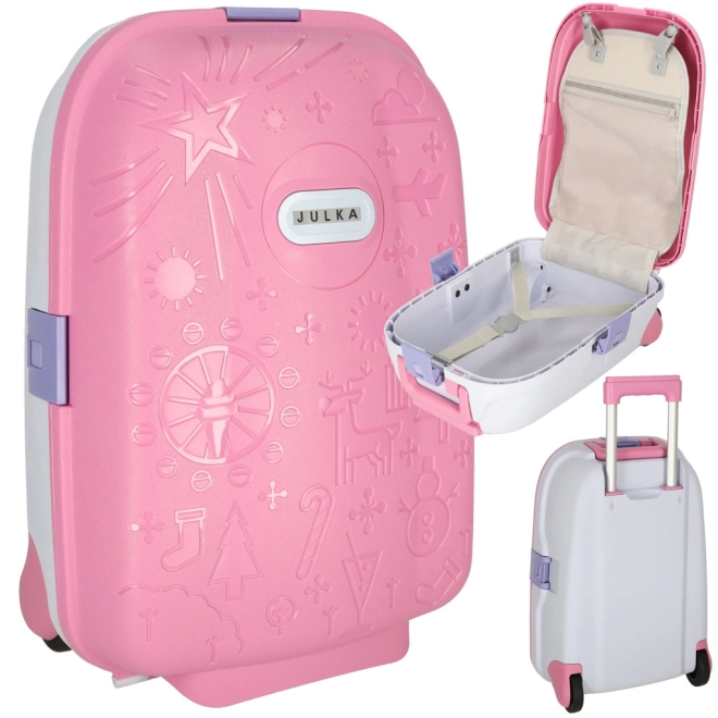 Valigia da viaggio per bambini con ruote LED rosa – Rosa