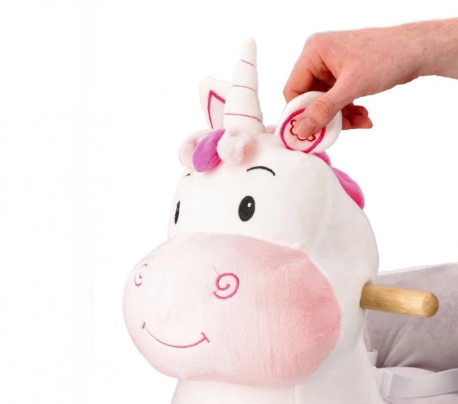 Bambola cavalcabile con seggiolino dolce unicorno