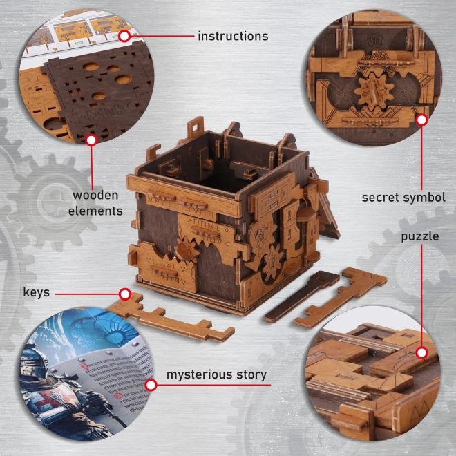 Wooden city puzzle 3D camera escape room