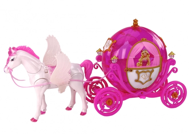 Carrozza con Cavallo e Bambola Principessa Set Pegaso Rosa