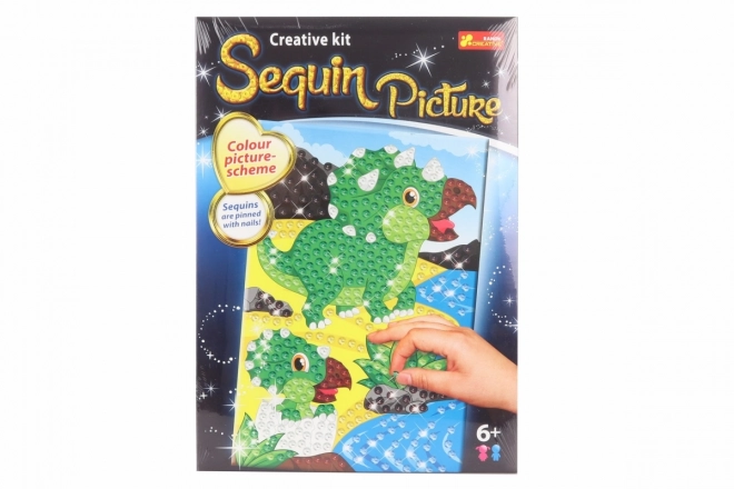 Disegno scintillante con paillettes Dinosauro