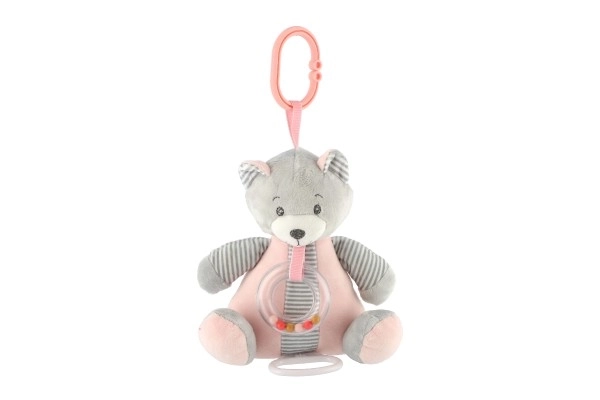 Orsacchiotto carillon in peluche 18x17cm rosa su cartoncino in sacchetto 0+