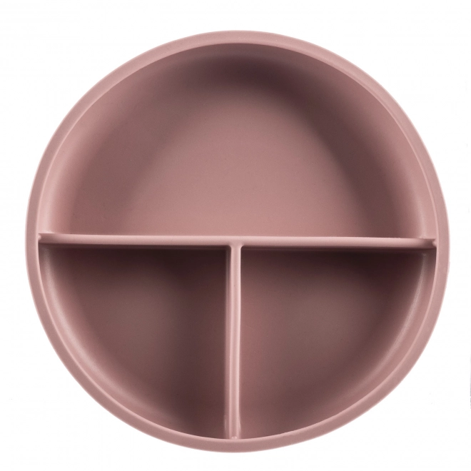 Piattino in silicone con divisori ventosa old pink