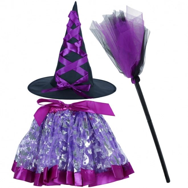 Costume da strega viola 3 pezzi