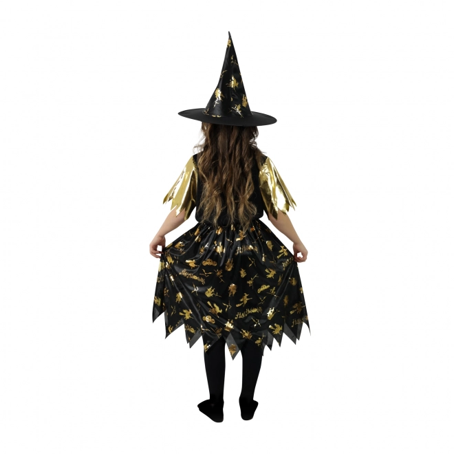 Costume da strega per bambine nero-dorato misura M