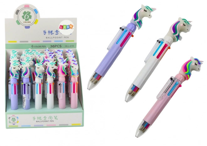 Penna Multicolore Unicorno Automatica 6 Colori