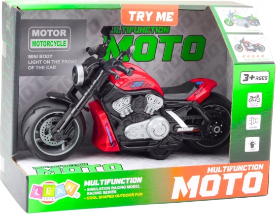Giocattolo moto rossa con effetti di luce e suono