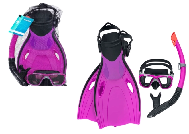 Set da immersione maschera, snorkel e pinne rosa Bestway